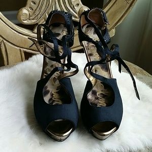 ✔HP🥇Sam Edelman Pryce Black Leather Spiked sandals